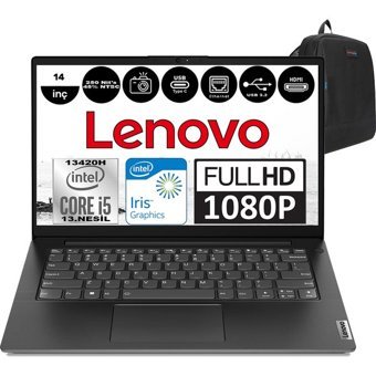 Lenovo V14 Gen4 83A00064TRH01 Dahili UHD Graphics Intel Core i5 13420H 8 GB Ram 256 GB SSD 14 inç Full HD Windows 11 Home Laptop + Zetta Çanta