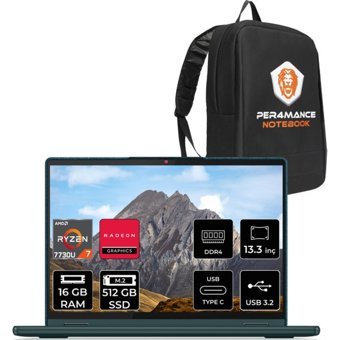 Lenovo Yoga 6 83B2008RTXP302 Harici Radeon Graphics AMD Ryzen 7 7730U 16 GB Ram 512 GB SSD 13.3 inç Full HD Freedos Dokunmatik Laptop + PER4 Çanta
