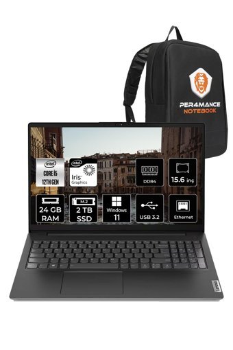 Lenovo V15 Gen3 82TT008PTX Dahili Iris Xe Graphics Eligible Intel Core i5 1235U 24 GB Ram 2 TB SSD 15.6 inç Full HD Windows 11 Pro Laptop + PER4 Çanta