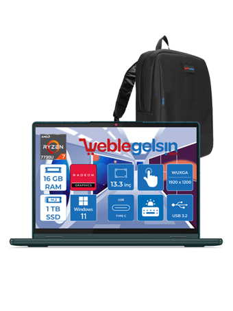 Lenovo Yoga 6 L83B2008RTXWH03 Harici Radeon Graphics AMD Ryzen 7 7730U 16 GB Ram 1 TB SSD 13.3 inç WUXGA Windows 11 Home Laptop