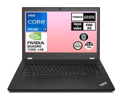 Lenovo ThinkPad P17 Gen2 20YU0028TX-007 Harici Quadro T1200 Intel Core i7 11800H 64 GB Ram 2 TB SSD 17.3 inç Full HD Windows 10 Pro Laptop