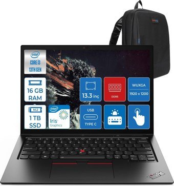 Lenovo ThinkPad L13 Yoga L21FKS0CX0F2 Dahili Iris Xe Graphics Eligible Intel Core i5 1345U 16 GB Ram 1 TB SSD 13.3 inç WUXGA Freedos Dokunmatik Laptop