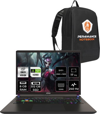 MSI Vector 17 Hx A14VIG879XTRP302 Dahili UHD Graphics Intel Core i9 14900HX 8 GB Ram 512 GB SSD 17 inç Full HD Freedos Laptop + PER4 Çanta