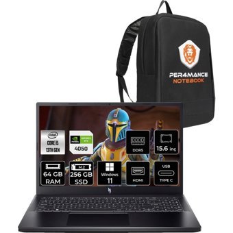 Acer Nitro V 15 NHQNBEY004P371 Harici GeForce RTX 4050 Intel Core i5 13420H 64 GB Ram 256 GB SSD 15.6 inç Full HD Windows 11 Home Gaming Laptop + PER4 Çanta