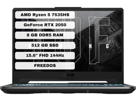 Asus TUF Gaming A15 FA506NF-HN004 Harici GeForce RTX 2050 AMD Ryzen 5 7535HS 8 GB Ram 512 GB SSD 15.6 inç Full HD Freedos Gaming Laptop