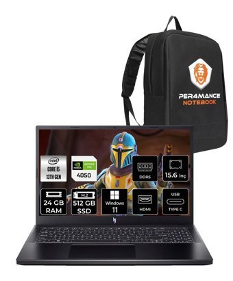 Acer Nitro V 15 Harici GeForce RTX 4050 Intel Core i5 13420H 24 GB Ram 512 GB SSD 15.6 inç Full HD Windows 11 Home Gaming Laptop + PER4 Çanta