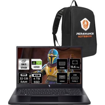 Acer Nitro V 15 NHQNBEY004P320 Harici GeForce RTX 4050 Intel Core i5 13420H 32 GB Ram 4 TB SSD 15.6 inç Full HD Freedos Gaming Laptop + PER4 Çanta