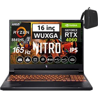 Acer Nitro V16 ANV16-41 WNHQRUEY00321 Harici GeForce RTX 4060 AMD Ryzen 7 8845HS 24 GB Ram 512 GB SSD 16 inç Wuxga Windows 11 Home Gaming Laptop + Weblegelsin Çanta