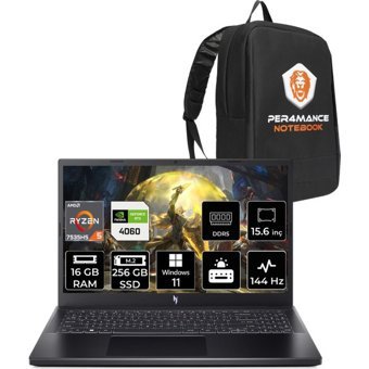 Acer Nitro V 15 NHQSFEY004P386 Harici GeForce RTX 4060 AMD Ryzen 5 7535HS 16 GB Ram 256 GB SSD 15.6 inç Full HD Windows 11 Pro Gaming Laptop + PER4 Çanta