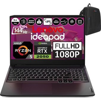 Lenovo IdeaPad Gaming 3 82K202BRTXP03 Harici GeForce RTX 2050 AMD Ryzen 5 5500H 16 GB Ram 2 TB SSD 15.6 inç Full HD Windows 11 Pro Gaming Laptop + Weblegelsin Çanta