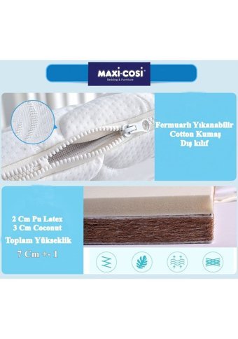 Maxi Cosi Latex Mattress Dikdörtgen Lateks Ortopedik Portatif Katlanır 70x110 cm Beşik Yatağı