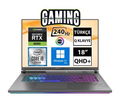 Asus ROG Strix Scar 18 G834JY-N6041A4 Harici GeForce RTX 4090 Intel Core i9 13980HX 32 GB Ram 2 TB SSD 18 inç QHD Windows 11 Gaming Laptop