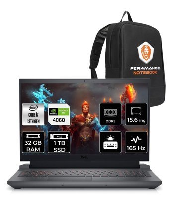 Dell G15 5530 G155530013 Harici GeForce RTX 4060 Intel Core i7 13650HX 32 GB Ram 1 TB SSD 15.6 inç Full HD Freedos Gaming Laptop + PER4 Çanta