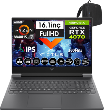 Hp Victus 16 S1035NT WA1UZ2EA14 Harici GeForce RTX 4070 AMD Ryzen 7 8840HS 64 GB Ram 1 TB SSD 16 inç Full HD Freedos Gaming Laptop