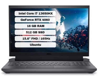 Dell Gaming G15 5530 G155530012U Harici GeForce RTX 4060 Intel Core i7 13650HX 16 GB Ram 512 GB SSD 15.6 inç Full HD Ubuntu Gaming Laptop