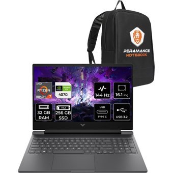 Hp Victus 16 A05N6EAPN316 Harici GeForce RTX 4070 AMD Ryzen 7 8840H 32 GB Ram 256 GB SSD 16.1 inç Full HD Freedos Gaming Laptop + PER4 Çanta
