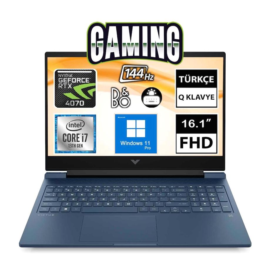 Hp Victus 16 R0007NT 7P6B3EA10 Harici GeForce RTX 4070 Intel Core i7 13700H 64 GB Ram 1 TB SSD 16.1 inç Full HD Windows 11 Pro Gaming Laptop