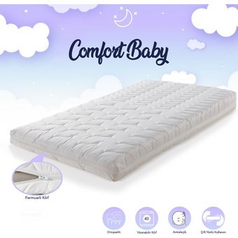 Mavi Ay Yatak Comfort Dikdörtgen Sünger Ortopedik Portatif Katlanır 60x120 cm Beşik Yatağı