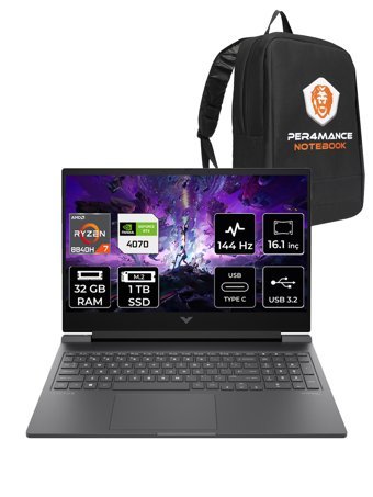 Hp Victus 16 A05N6EA Harici GeForce RTX 4070 AMD Ryzen 7 8840H 32 GB Ram 1 TB SSD 16.1 inç Full HD Freedos Gaming Laptop + PER4 Çanta