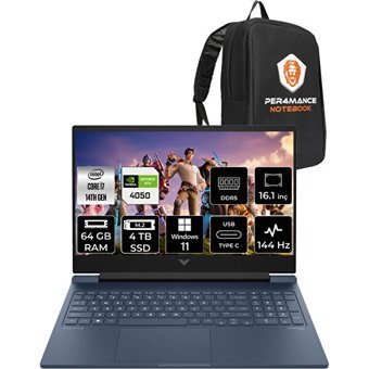 Hp Victus 16 9J253EAPN415 Harici GeForce RTX 4050 Intel Core i7 14700HX 64 GB Ram 4 TB SSD 16.1 inç Full HD Windows 11 Pro Gaming Laptop + PER4 Çanta