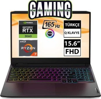 Lenovo IdeaPad Gaming 3 82K200JUTX Harici GeForce RTX 3060 AMD Ryzen 7 5800H 16 GB Ram 512 GB SSD 15.6 inç Full HD Freedos Gaming Laptop