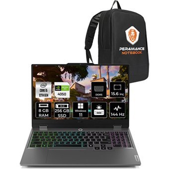 Lenovo LOQ 83GS007WTRP381 Harici GeForce RTX 4050 Intel Core i5 12450HX 8 GB Ram 256 GB SSD 15.6 inç Full HD Windows 11 Pro Gaming Laptop + PER4 Çanta