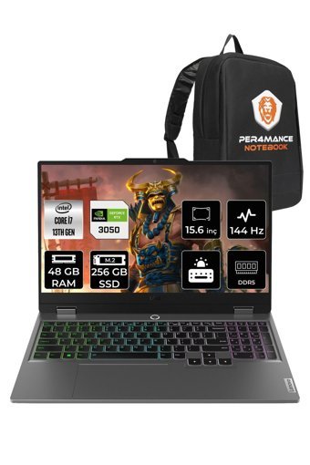 Lenovo LOQ 83DV00G5TR Harici GeForce RTX 3050 Intel Core i7 13650HX 48 GB Ram 256 GB SSD 15.6 inç Full HD Freedos Gaming Laptop + PER4 Çanta