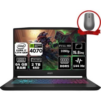 MSI Katana 15 B13VGK-1874XTR-A91 Harici GeForce RTX 4070 Intel Core i7 13620H 64 GB Ram 2 TB SSD 15.6 inç Full HD Windows 11 Pro Gaming Laptop + Anzar Mouse