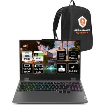 Lenovo LOQ 83GS007WTRP327 Harici GeForce RTX 4050 Intel Core i5 12450HX 48 GB Ram 512 GB SSD 15.6 inç Full HD Freedos Gaming Laptop + PER4 Çanta