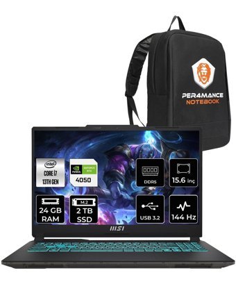 MSI Cyborg 15 A13VE-897XTR Harici GeForce RTX 4050 Intel Core i7 13620H 24 GB Ram 2 TB SSD 15.6 inç Full HD Freedos Gaming Laptop + PER4 Çanta