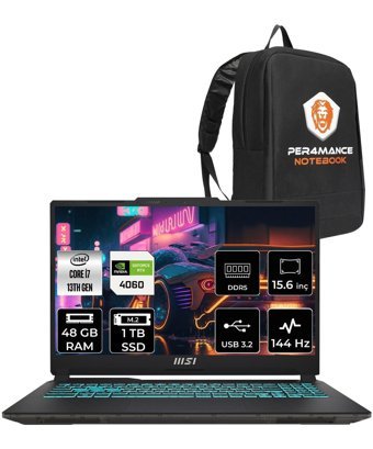 MSI Cyborg 15 A13VF-893XTR Harici GeForce RTX 4060 Intel Core i7 13620H 48 GB Ram 1 TB SSD 15.6 inç Full HD Freedos Gaming Laptop + PER4 Çanta