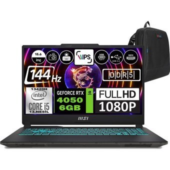 MSI Cyborg 15 A13VE1478XTRWF14 Harici GeForce RTX 4050 Intel Core i5 13420H 96 GB Ram 1 TB SSD 15.6 inç Full HD Freedos Gaming Laptop + Zetta Çanta