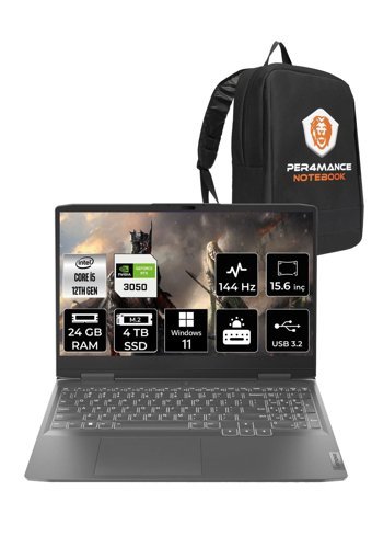 Lenovo LOQ 82XV00WYTX Harici GeForce RTX 3050 Intel Core i5 12450H 24 GB Ram 4 TB SSD 15.6 inç Full HD Windows 11 Home Gaming Laptop + PER4 Çanta