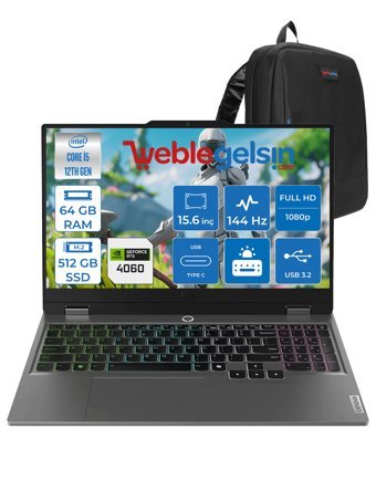 Lenovo LOQ 15IAX9 883GS007XTRF11 Harici GeForce RTX 4060 Intel Core i5 12450HX 64 GB Ram 512 GB SSD 15.6 inç Full HD Freedos Gaming Laptop + Zetta Çanta