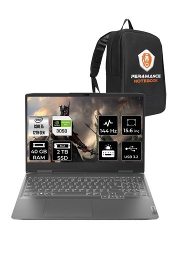 Lenovo LOQ 82XV00WYTX Harici GeForce RTX 3050 Intel Core i5 12450H 40 GB Ram 2 TB SSD 15.6 inç Full HD Freedos Gaming Laptop + PER4 Çanta