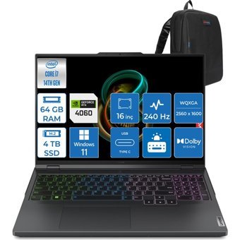 Lenovo Legion Pro LP83DF00AHTR08 Harici GeForce RTX 4060 Intel Core i7 14650HX 64 GB Ram 4 TB SSD 16 inç WQXGA Windows 11 Pro Gaming Laptop + Zetta Çanta