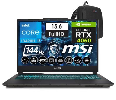 MSI Cyborg 15 A13VF-896XTRW46 Harici GeForce RTX 4060 Intel Core i5 13420H 32 GB Ram 1 TB SSD 15.6 inç Full HD Windows 11 Pro Gaming Laptop + Weblegelsin Çanta