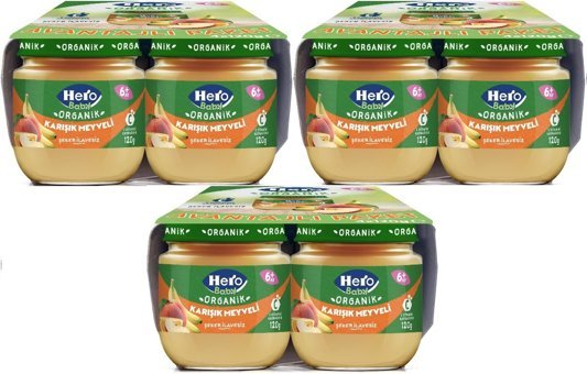 Hero Baby Tahılsız Glutensiz Organik Karışık Meyveli 6. Aydan İtibaren Kaşık Maması 12x120 gr