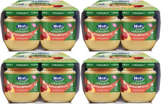 Hero Baby Laktozsuz Tahılsız Glutensiz Organik Şeftali-Elma 6. Aydan İtibaren Kaşık Maması 16x120 gr
