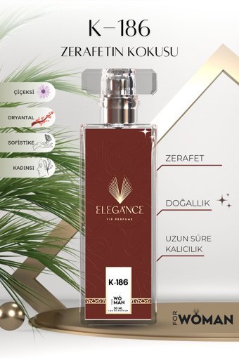 Elegance Vip Perfume K-186 EDP Baharatlı-Meyveli-Odunsu Kadın Parfüm 50 ml