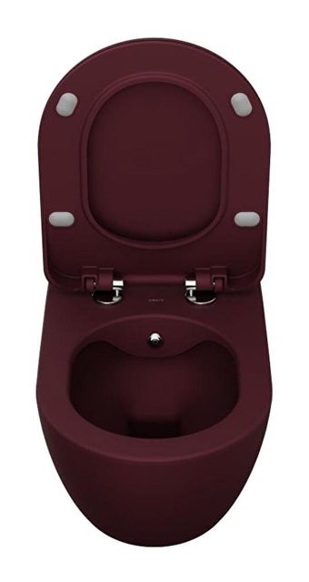 Creavit Rim-off 51 cm Seramik Kanalsız Arkadan Çıkışlı Gömme Duvara Sıfır Asma Klozet Bordo