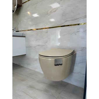 Turavit Rondo 51 cm Seramik Kanalsız Arkadan Çıkışlı Gömme Duvara Sıfır Asma Klozet Bej