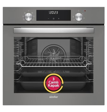 Simfer MFB0-6-SB8222-SMF 76 lt A Enerji Sınıfı Dijital Ocaksız Tam Boy Ankastre Fırın Gri