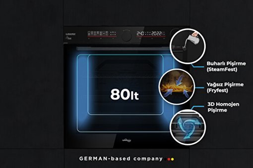 Tommatech TAF6001BS 80 lt A Enerji Sınıfı Dijital Ocaksız Tam Boy Ankastre Fırın Siyah
