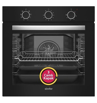 Simfer 8220 76 lt A Enerji Sınıfı Analog Ocaksız Tam Boy Ankastre Fırın Siyah