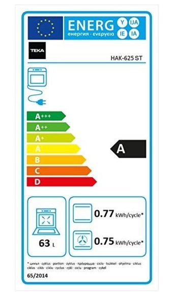 Teka HAK 625 ST 65 lt A Enerji Sınıfı Dijital Ocaksız Tam Boy Ankastre Fırın Gri