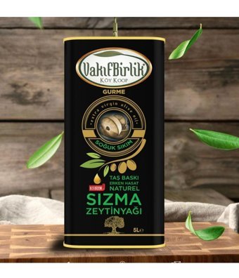 Birlik Vakıf Organik Filtresiz Yüksek Polifenollü Soğuk Sıkım Erken Hasat Taş Baskı Teneke Sızma Zeytinyağı 5 lt