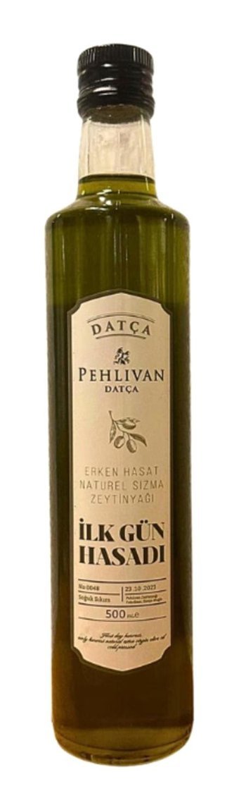 Pehlivan Datça Organik Filtresiz Yüksek Polifenollü Soğuk Sıkım Erken Hasat Taş Baskı Cam Sızma Zeytinyağı 500 ml