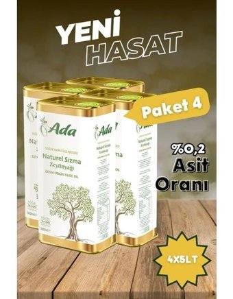 Ada Organik Filtresiz Yüksek Polifenollü Soğuk Sıkım Erken Hasat Taş Baskı Teneke Sızma Zeytinyağı 5 lt