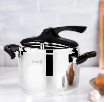 Nehir Silver Trend Düdüklü Kapak Kapsül 4 lt Düdüklü Tencere Gri